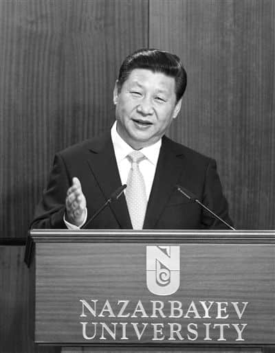 昨日，习近平在纳扎尔巴耶夫大学发表重要演讲。 新华社记者 王晔 摄