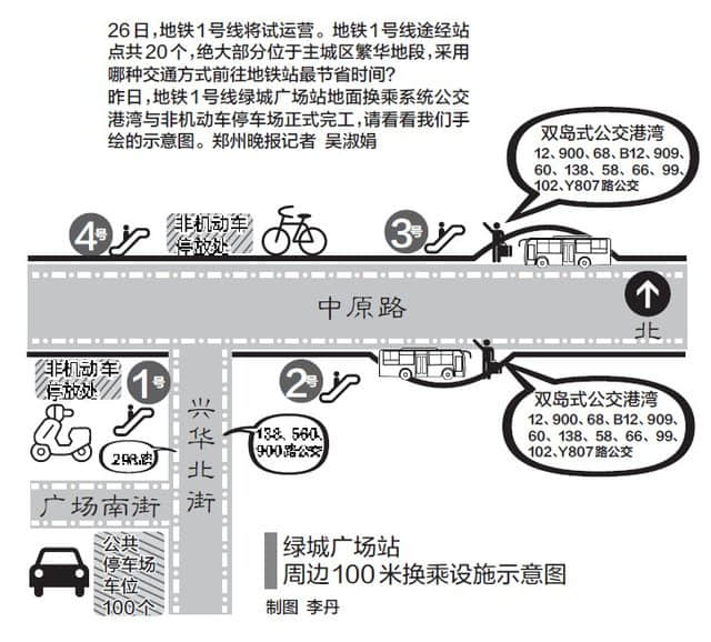 14条公交线环绕地铁站 抢鲜看绿城广场站换乘图